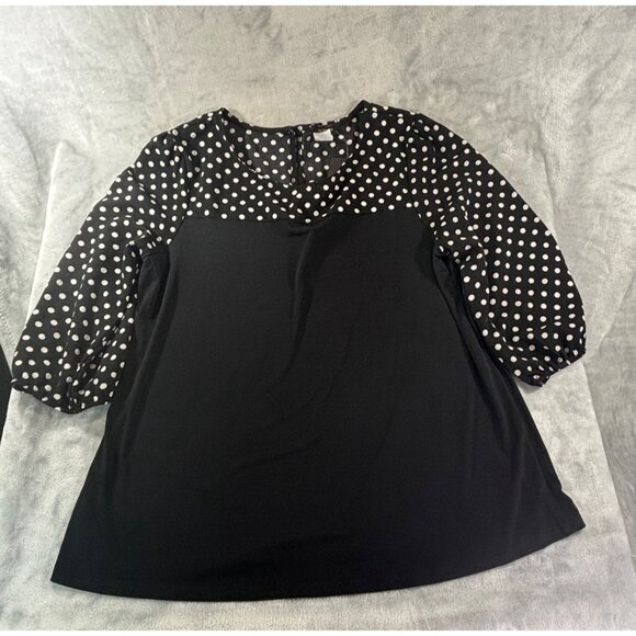 Espresso Blouse Women's XL Petite black and White Polka Dot top NWT - Picture 5 of 9